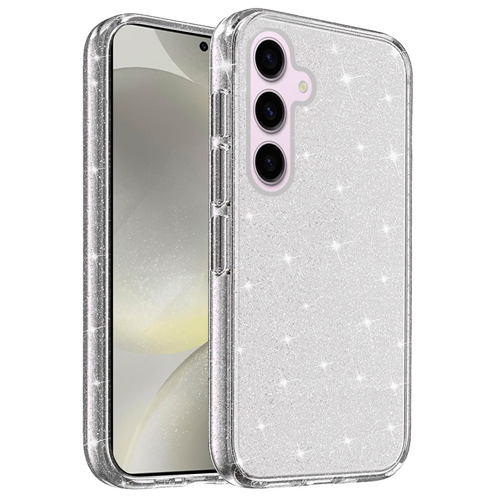 Transparent Glitter Shiny Sparkle Bling TPU Rubber Hard Back Hybrid Frame Shockproof