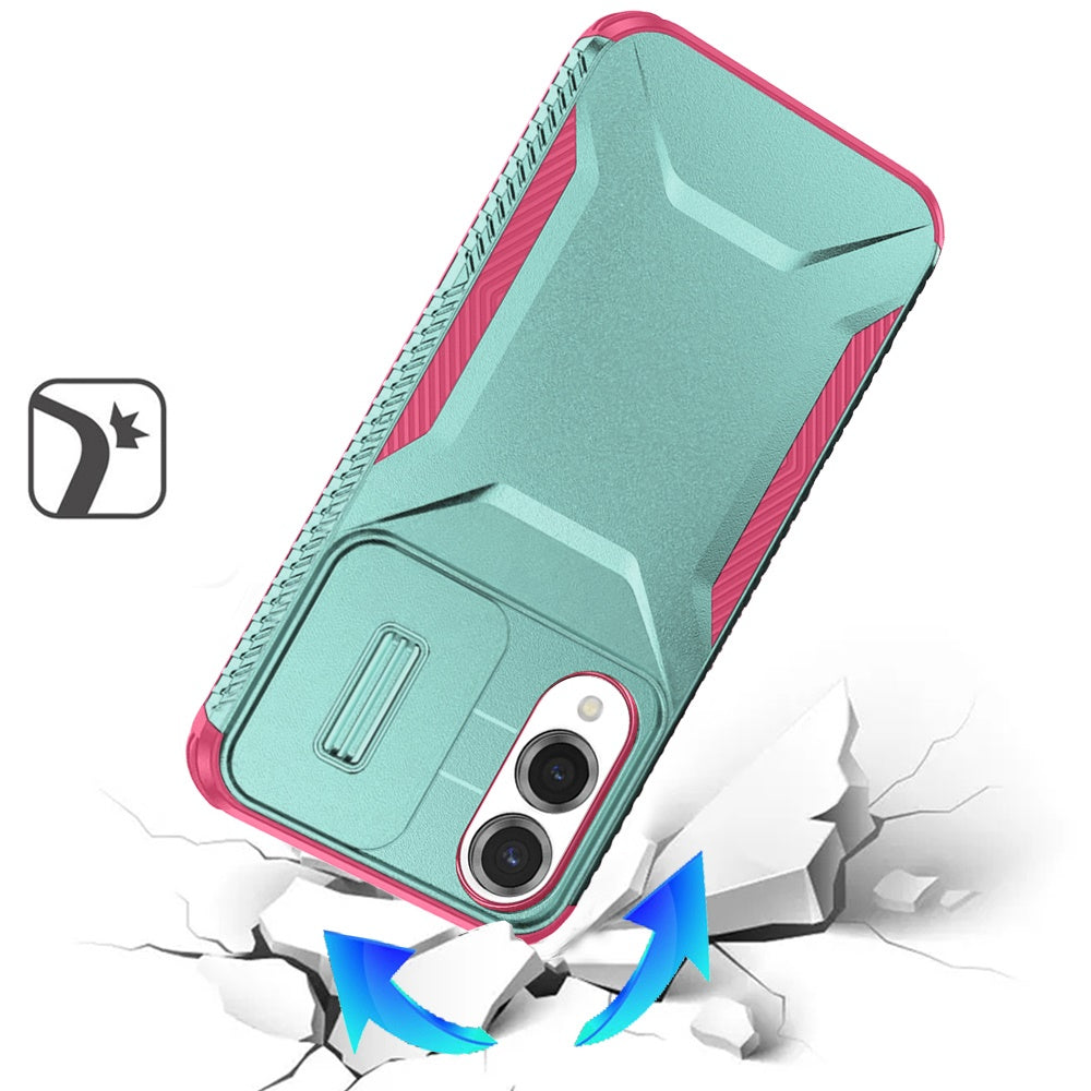 For Samsung Galaxy S25 Edge Slim Fit Shockproof Hybrid with Slide Camera Window Covering, Rugged Tpu Silicone Hard PC Bumper Case Cover