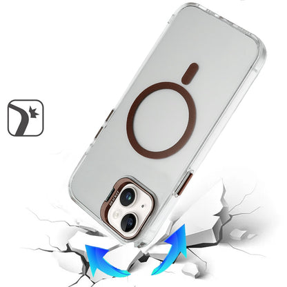 For Apple iPhone 14 /13 Transparent Hybrid Magnetic Circle with Camera Lens Kickstand, Shockproof Slim TPU PC Case Cover