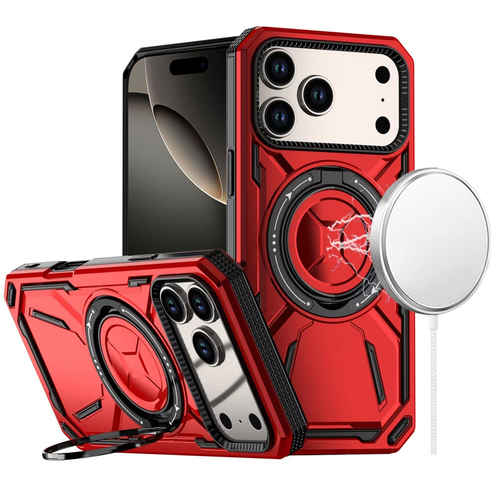 For Apple iPhone 17 Pro Max (6.9") Hybrid Magnetic Ring and 360° Rotational Kickstand with MagSafe Compatible, Military Grade Drop Protection Case Cover