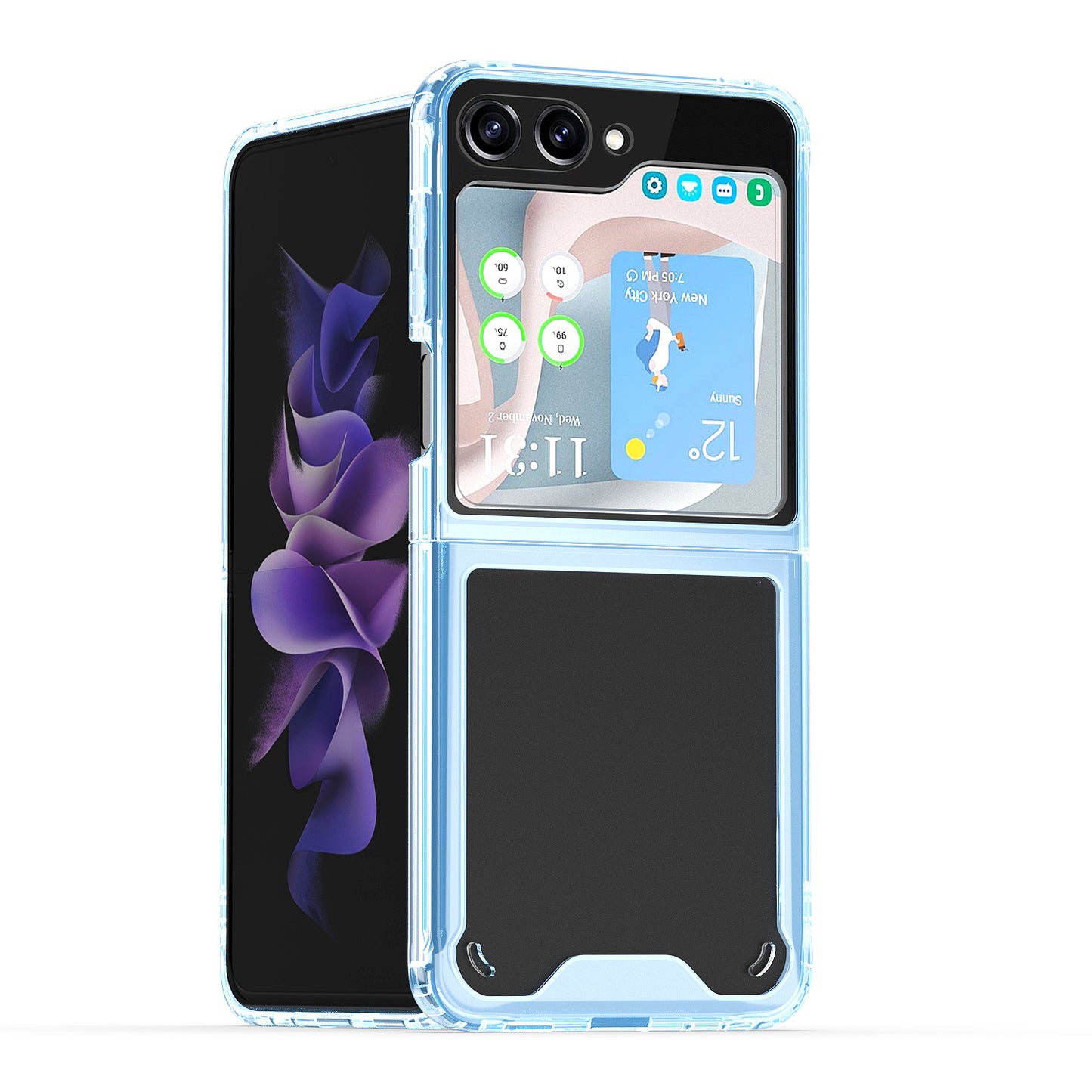 For Samsung Galaxy Z Flip 7 FE Transparent Hybrid Shockproof Hard PC Slim Durable TPU Bumper Protection Case Cover Blue