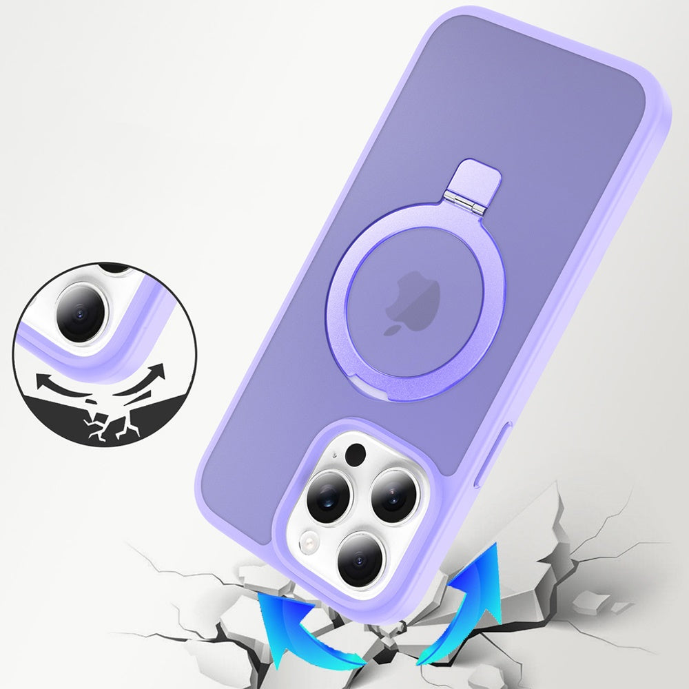 For Apple iPhone 13 Pro Magnetic Circle Back with Ring Stand Full Rotation Matte Hybrid Shockproof Case Cover