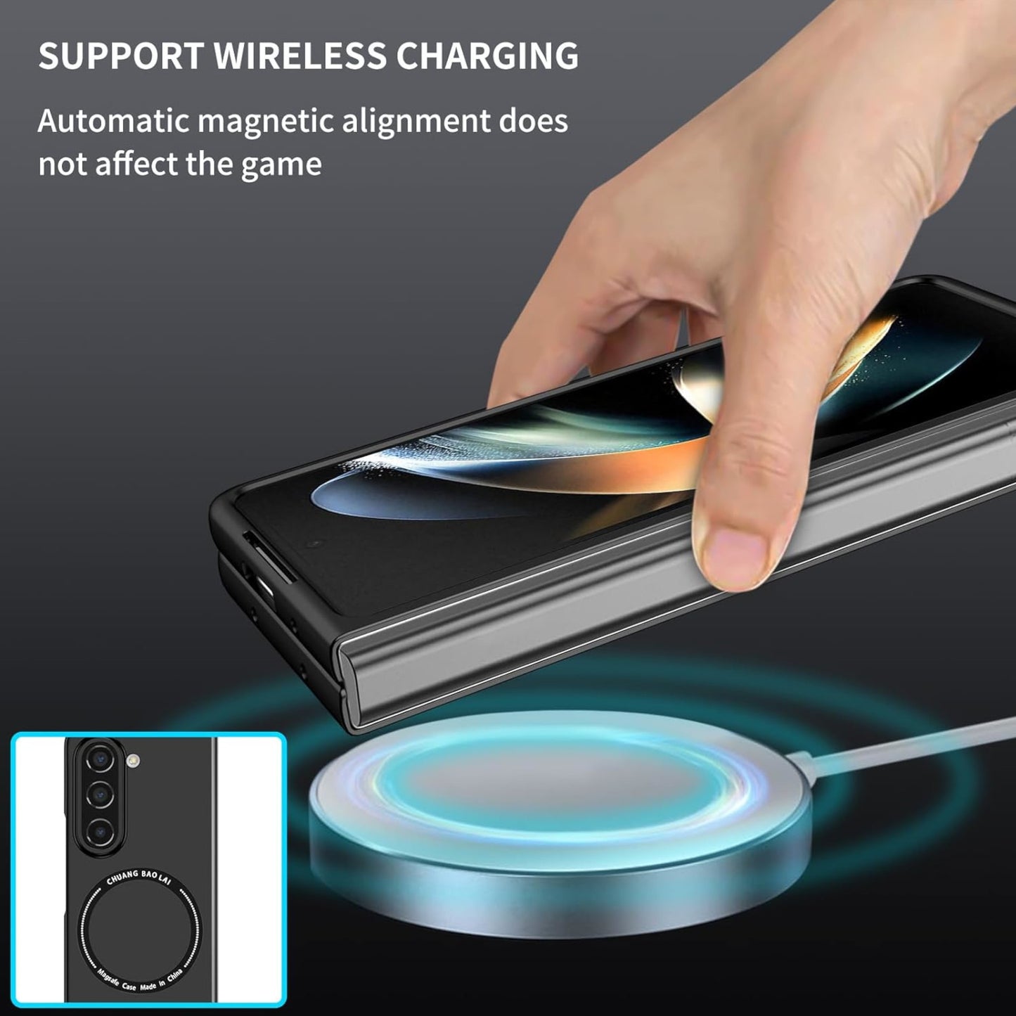 For Samsung Galaxy Z Fold 7 Matte Magnetic Case Supports Fast Wireless Charging, Slim Hybrid TPU Rubber Shockproof Case Cover