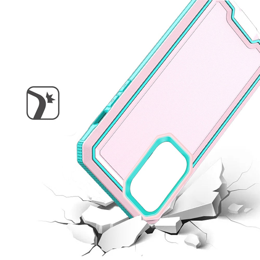 For Motorola Moto G 5G /Moto G 2025 Tough Modern Fused Hybrid Armor Hard PC TPU Rubber Shockproof Drop Protection Impact Case Cover Pink Teal