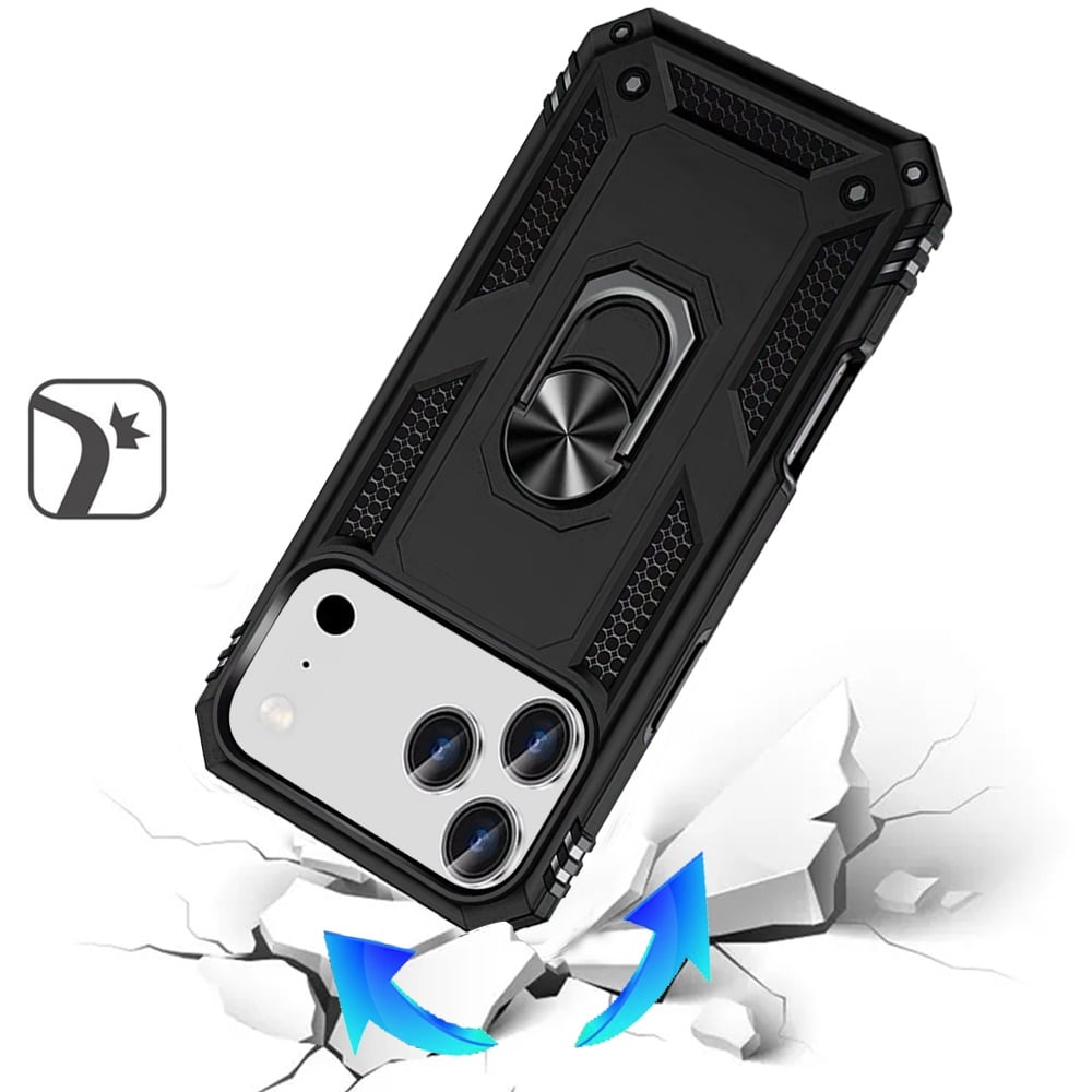 For Apple iPhone 17 Pro (6.3") Hybrid Shockproof Durable 360 Degree Rotatable Ring Stand Holder Kickstand Fit Magnetic Car Mount Case Cover