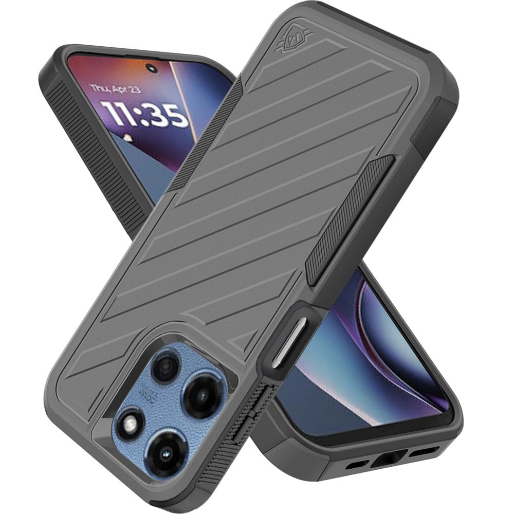 For Motorola Moto G 5G 2025 Hybrid lined shockproof dual layer Rugged 2in1 Hard PC & Silicone TPU Non Slip Textured Tough Armor Case Cover