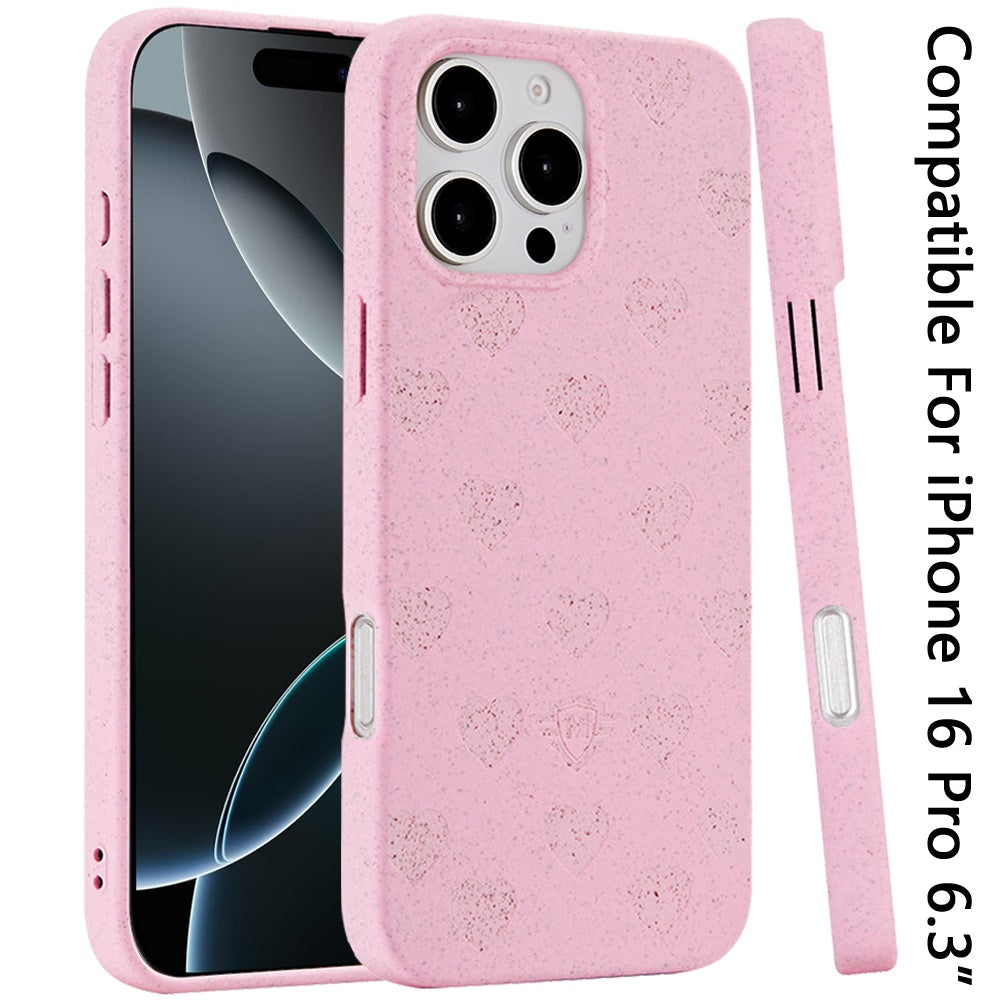For Apple iPhone 16 Pro (6.3") Eco Friendly Bio-Degradable Design Hybrid Cases Slim Fit Soft TPU Drop Protection Rubber printed Case Cover