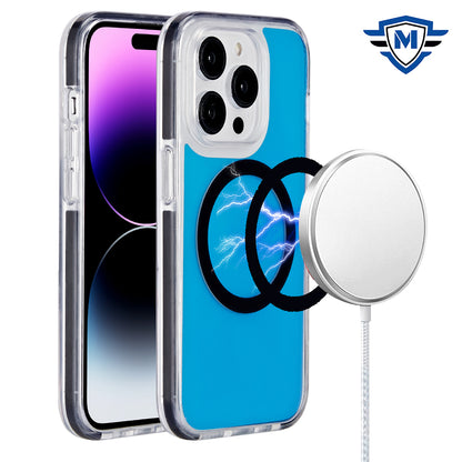 For iPhone 15 Pro (6.1") Design Pattern IMD Magnetic Hybrid Shockproof Protection Durable Secure Grip Slim Fashion Case Cover Space Silver Pattern
