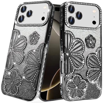 Phone Case for Apple iPhone 17 Pro Max (6.9") Shimmer Glitter Floral Thick TPU Shockproof Durable Grip Camera Protection Anti-Scratch Stylish Design Cover