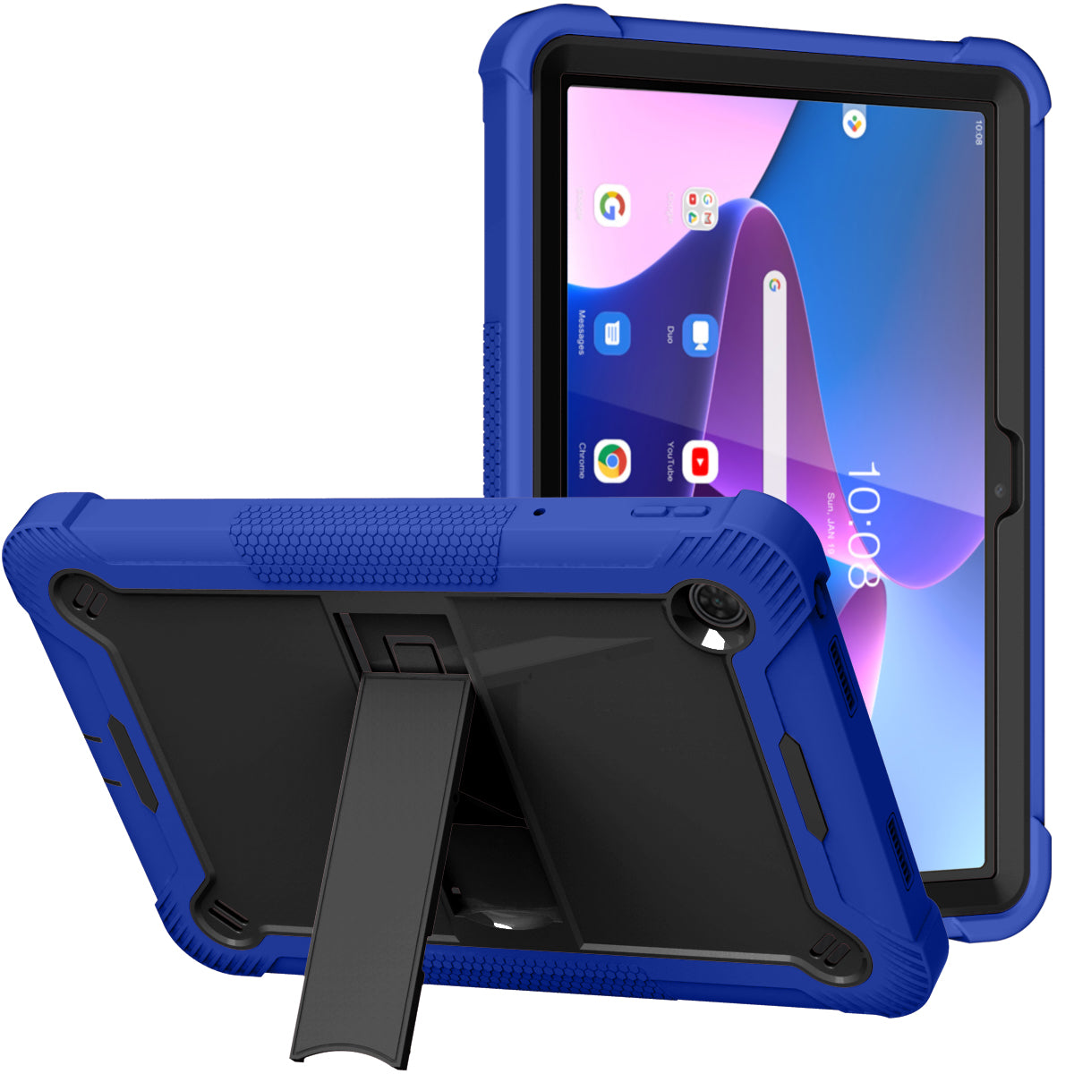 For Shockproof Hybrid Case with Slide Kickstand, Tough Protection Strong Tablet Hybrid Heavy Duty Armor Blue Tablet Case Cover