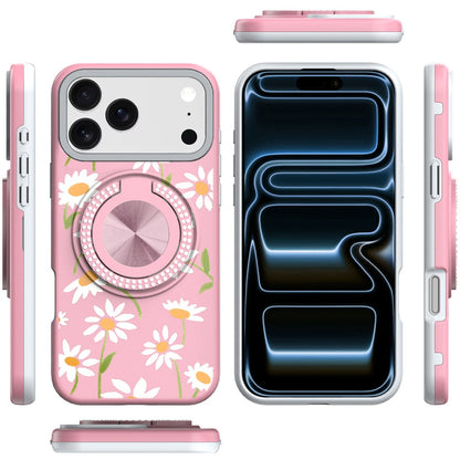 For Apple iPhone 17 Pattern Design Hybrid with Invisible Ring Stand & Magnetic Back, Shockproof Protective Grip Case Cover