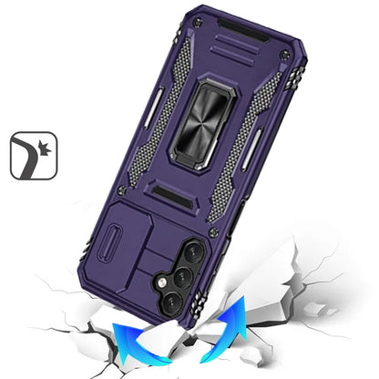 For Samsung Galaxy A16 5G Hybrid Case with Rotation Ring Stand Shockproof & Slide Camera Window TPU Armor Drop-proof Case Cover