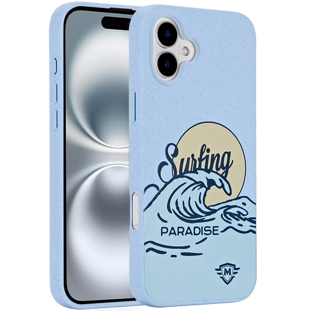 For Apple iPhone 16 Plus Biodegradable Eco Friendly Slim Design Shockproof Protection Lightweight Durable Secure Grip Sustainable Material Case Cover Surfing Paradise