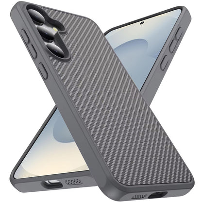 For Samsung Galaxy S26+ / S26 Plus Carbon Fiber Design with Magnetic HQ 2.0mm Thick Hybrid Shockproof Rubber Hard PC Case Cover