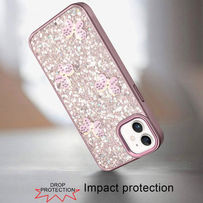 For Apple iPhone 11 Cute Butterfly Crystal Diamond Glitter Case Sparkle Bling Frame Metallic Edges, Shimmer TPU Hybrid Case Cover