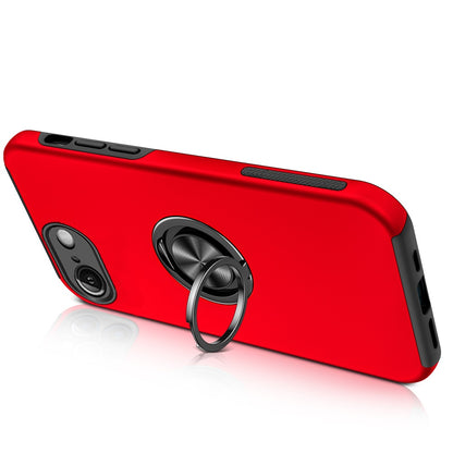 For Apple iPhone 17E /16E Hybrid 360 Degree Rotatable Metal Invisible Ring Stand Holder Slim Fit Magnetic Car Mount Shockproof Case Cover
