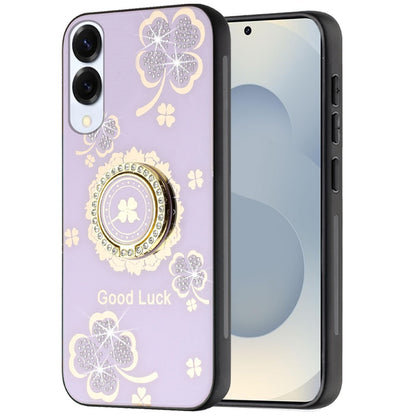 For Samsung Galaxy S25 EDGE Diamonds 3D Fashion Bling Sparkly Glitter Ornaments Engraving Hybrid with Ring Stand Case Cover