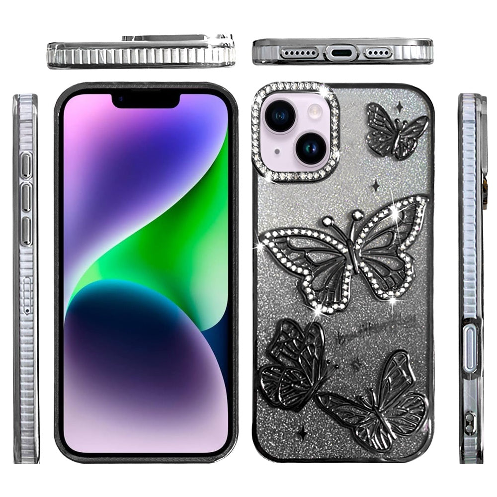 For Motorola Moto G 5G 2025 Luxury Butterfly Sparkle Glitter Diamond Crystal Rhinestone Shimmer Bling Plating Thick TPU Hard PC Case Cover