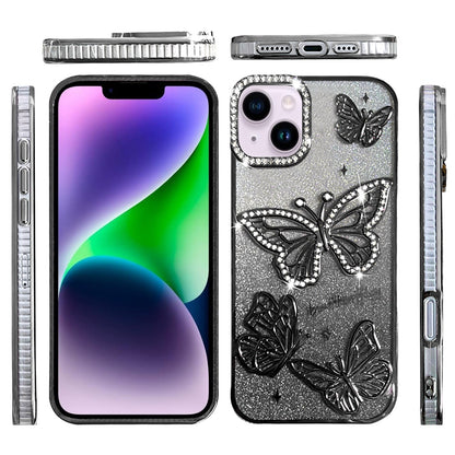 For Samsung Galaxy S23 Ultra Luxury Butterfly Sparkle Glitter Diamond Crystal Rhinestone Shimmer Bling Plating Thick TPU Hard PC Case Cover
