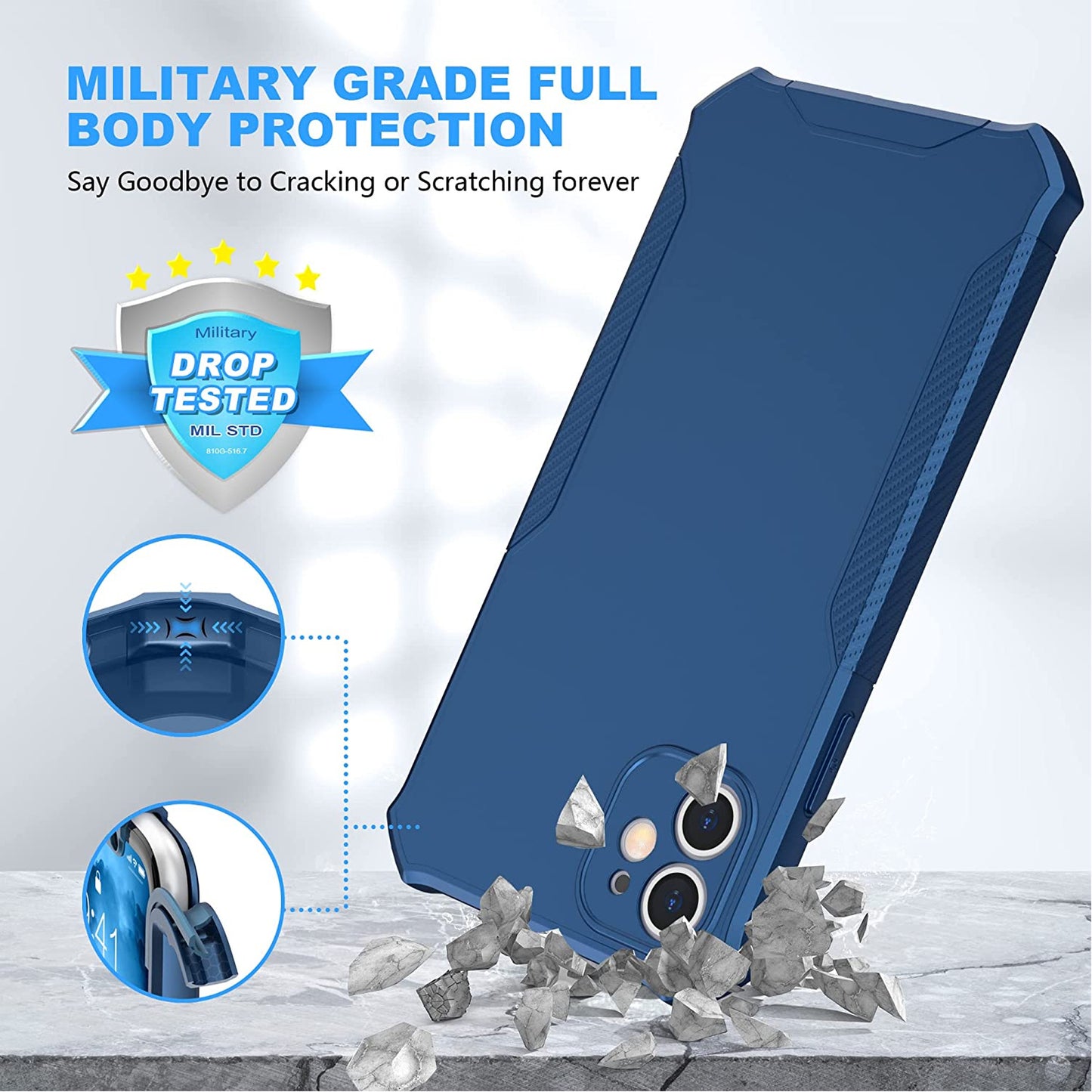 For TCL 60 XE NXTPAPER Full-Body Dual Layer Hybrid Case Slim, Drop-Proof TPU Hard PC, Durable Corner Front Bumper Protector Case Cover Blue