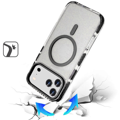 For Apple iPhone 17 Pro Max Transparent Hybrid with Color-Matched Magnetic Circle, Rubber TPU Frame Hard PC Shockproof Case Cover Black