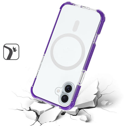 For Apple iPhone 16 (6.1") Hybrid Acrylic Transparent Hard PC + TPU Color Frame Bumper Compatible with MagSafe Case Cover