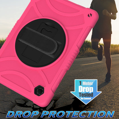 For 3-in-1 Tough Hybrid Shockproof Protector Silicone TPU with Pencil Holder, Kickstand, Hand & Shoulder Strap Hot Pink Tablet Case Cover