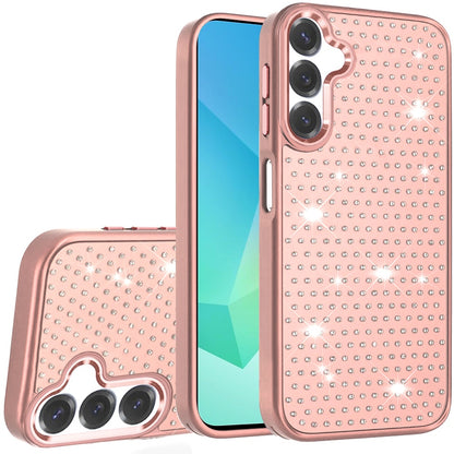 For Samsung Galaxy S26+ / S26 Plus Bling Diamond Metallic, Full Sparkle Chrome Edged Hybrid Protective Shockproof Case Cover