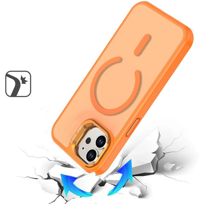 For iPhone 12 / iPhone 12 Pro (6.1") MagSafe Compatible Matte Metallic Stand TPU Hybrid Drop Protection Camera Kickstand Case Cover Cosmic Orange