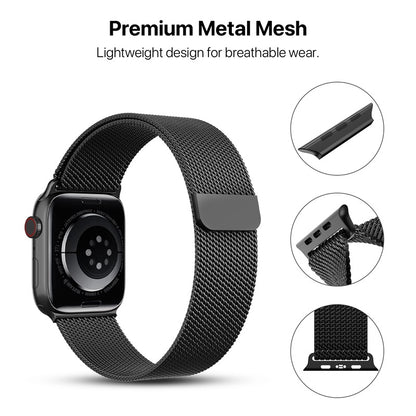 echelon Ironclad Stainless Steel Loop for Apple Watch Series 9 45mm/Watch Series 10 46mm / Watch SE (2022) 44mm - Black, Apple Watch Accessories