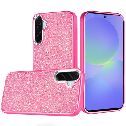 For Samsung Galaxy A36 Crystal Sparkle Diamond Glass Full Mini Glitter Bling Frame TPU Hybrid Protective Case Cover