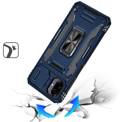 For Samsung Galaxy A07 Tough Hybrid Case with Movable Camera Window & Metal Ring Stand Shockproof Case Cover