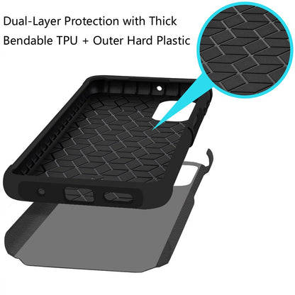 For Cricket Magic 2 5G (2024, 2nd Version) Fashion Graphic Design Hard PC TPU 2in1 Hybrid Shockproof (Magnet Mount Friendly) Case Cover Carbon Fiber Black