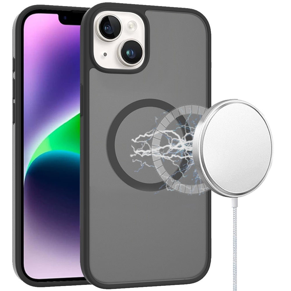 For iPhone 15 Plus (6.7") MagSafe Compatible Case Hybrid Soft TPU Bumper Hard Translucent Matte Back Slim Shockproof Case Cover Cosmic Orange