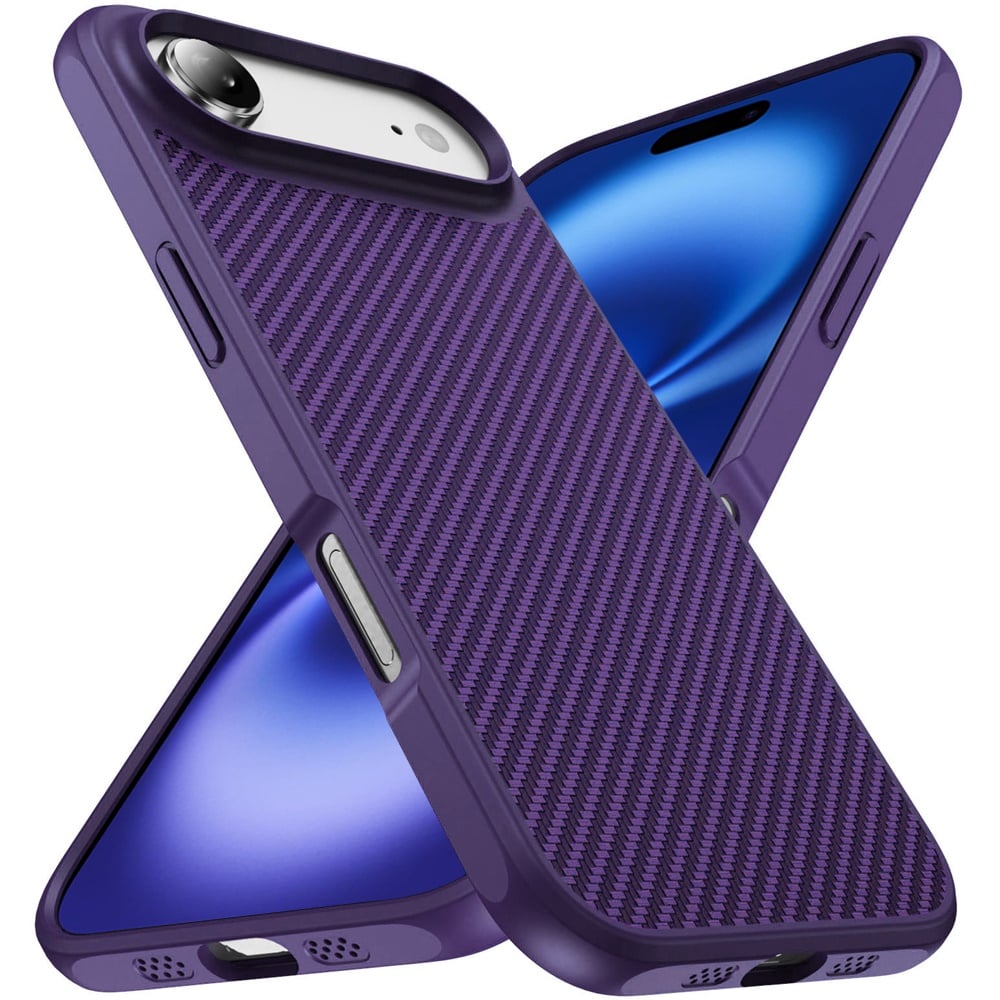For Apple iPhone 17 Air (6.6") Carbon Fiber Design with Magnetic HQ 2.0mm Thick Hybrid Shockproof Rubber Hard PC Case Cover