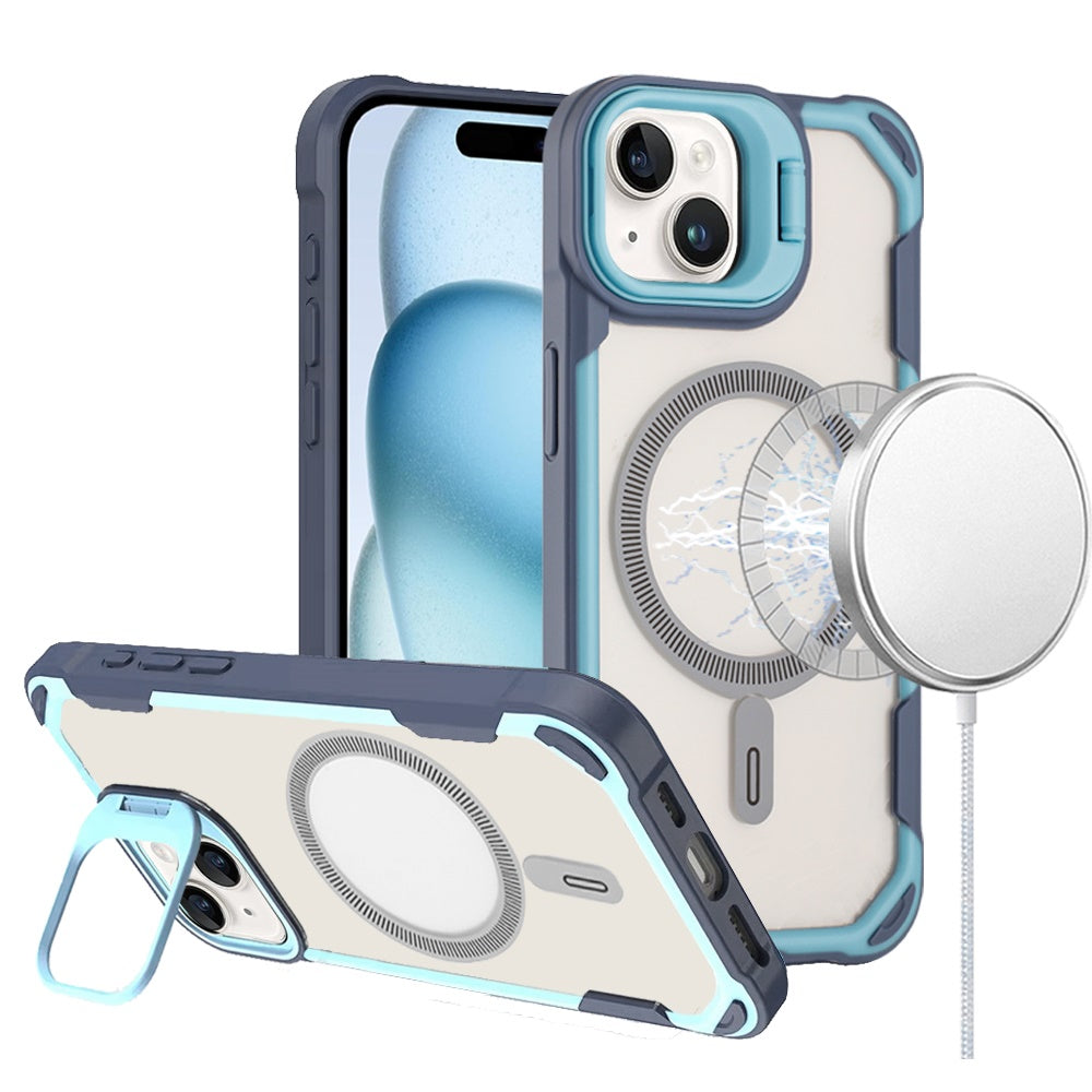 For Apple iPhone 14 /13 Magnetic Circle Hybrid with Camera Stand, Compatible with MagSafe, Shockproof Protective Case Cover