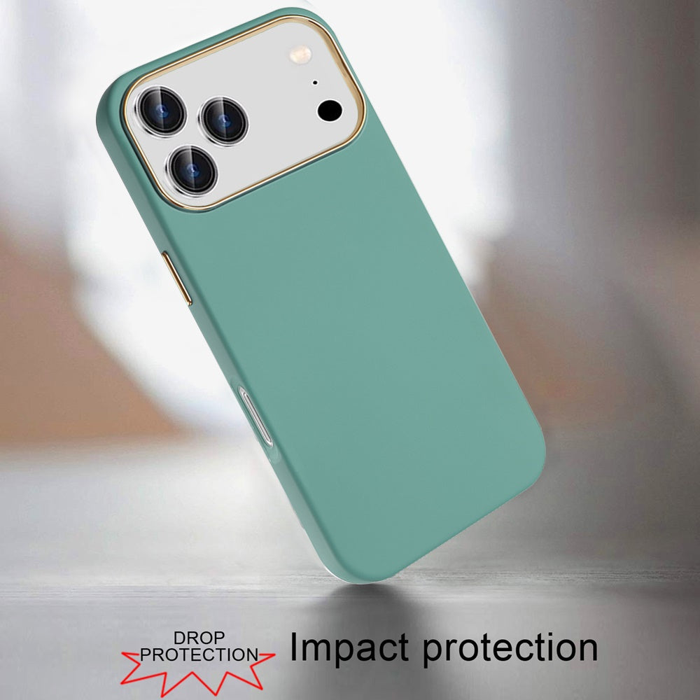 For Apple iPhone 17 Pro Max (6.9") Slim Classic Hybrid Around Rubber Gummy Gel Slick Hard PC Silicone TPU Chromed Button Case Cover Teal