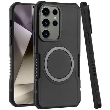 For Samsung Galaxy S25 /S24 Hybrid Armor Grip Metal Magnetic Circle Compatible with MagSafe for Wireless Charging Shockproof Case Cover