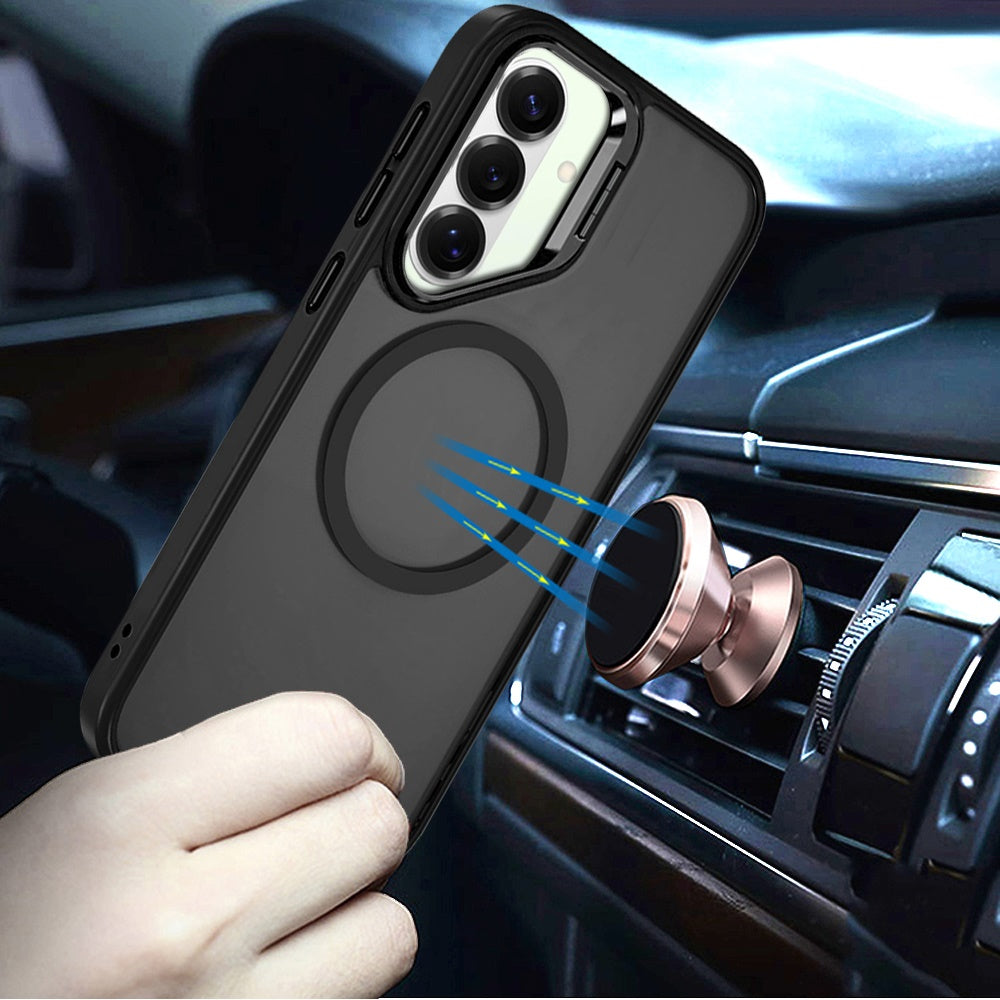 For Samsung Galaxy S26+ / S26 Plus Heavy Duty Metallic Hybrid Tough TPU with Camera Ring Stand, MagSafe Compatible, Rugged Drop Protection Case Cover