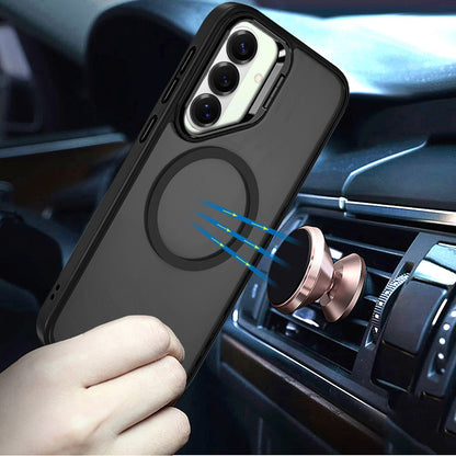 For Samsung Galaxy S26 Heavy Duty Metallic Hybrid Tough TPU with Camera Ring Stand, MagSafe Compatible, Rugged Drop Protection Case Cover