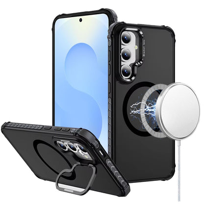 For Samsung Galaxy S23 Hybrid Metal Camera Stand Ring Sturdy, Compatible with MagSafe, Matte Hard TPU Colorful Edge Case Cover