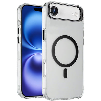 For Apple iPhone 17 Air (6.6") Magnetic Back MagSafe Compatible Transparent Hybrid Drop Protection with Metallic Camera Stand Case Cover