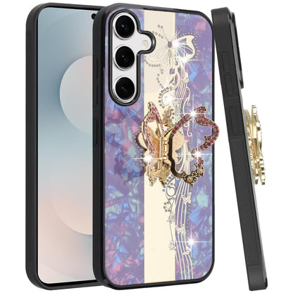 For Samsung Galaxy S26 Diamonds 3D Butterfly Bling Sparkly Glitter Ornaments Engraving Hybrid with Stand Fashion Case Cover