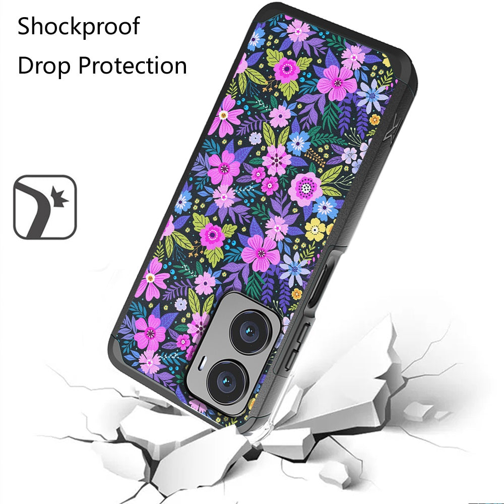For Cricket Magic 2 5G (2024, 2nd Version) Fashion Graphic Design Hard PC TPU 2in1 Hybrid Shockproof (Magnet Mount Friendly) Case Cover Mystical Floral Boom