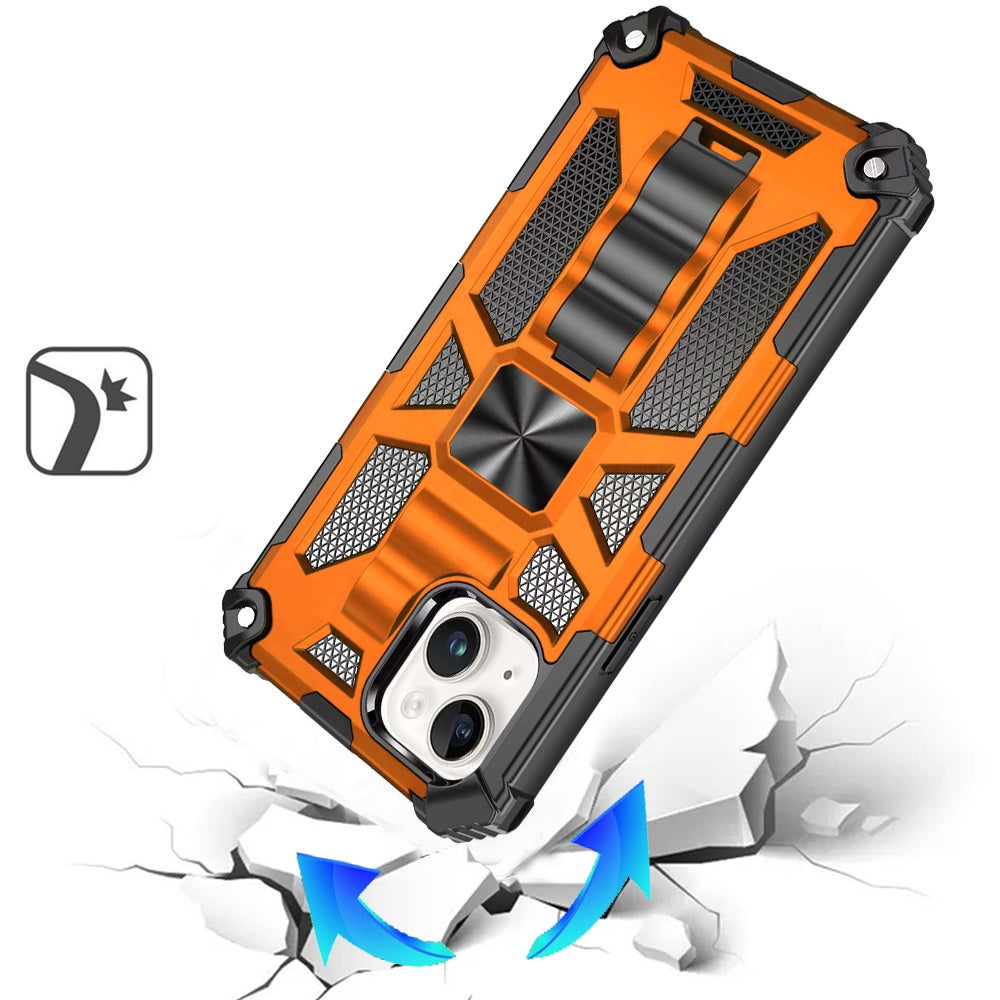 For iPhone 16 Pro Max (6.9") Hybrid Shockproof [Military Grade] Rugged Protective with Magnetic Car Mount & Invisible Stand Case Cover Cosmic Orange