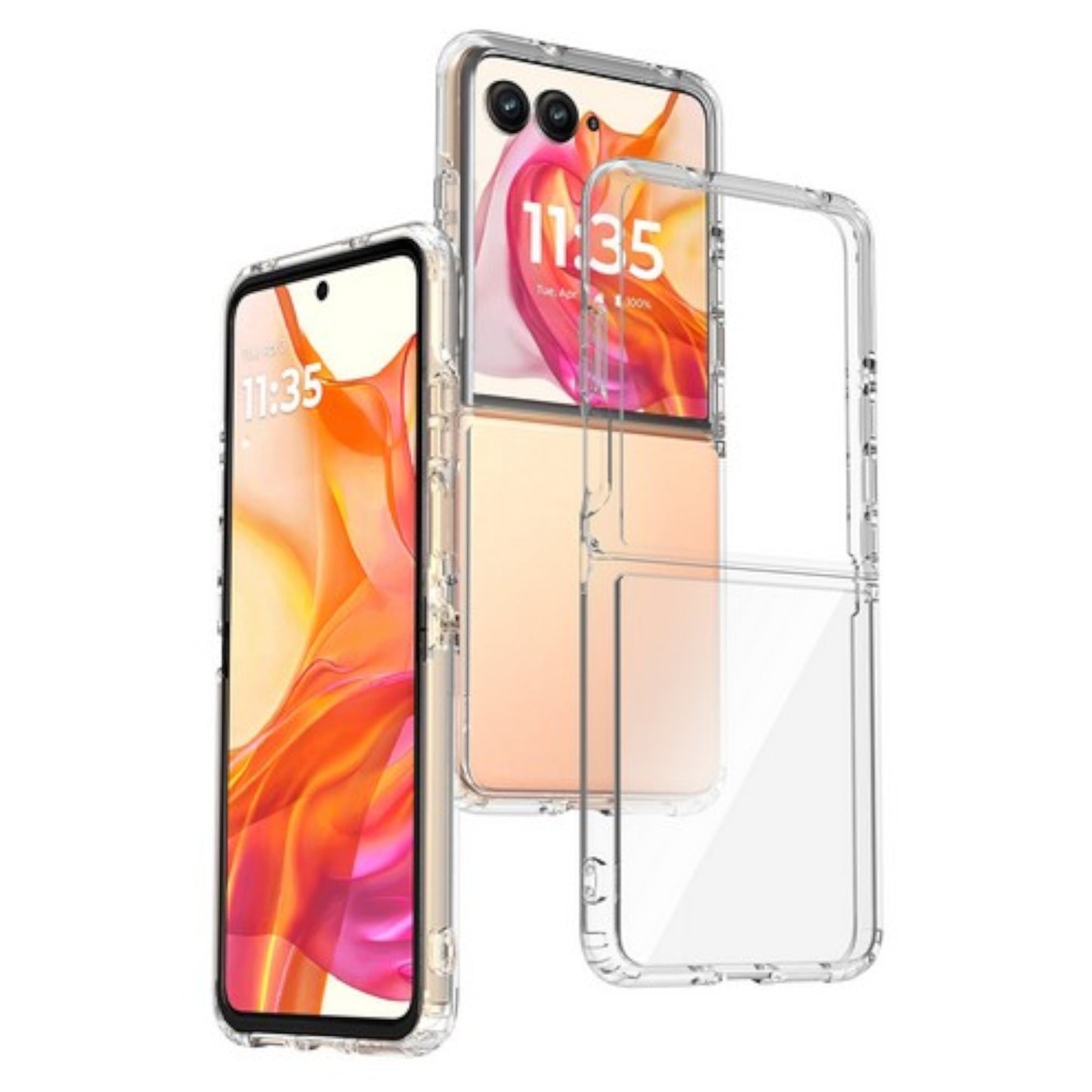 For Motorola Razr+ 2025, Motorola Razr+ Plus (2025) Acrylic Hybrid Clear Hard Back Cover Slim Thin Fit TPU Hard PC with Frame Bumper Protection Case Cover Transparent