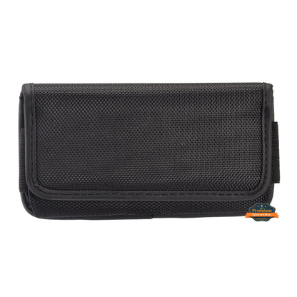 For Apple iPhone 16 (6.1") Pouch Case Universal Horizontal Canvas with Belt Clip Loop Holster Military Grade Cell Phone Holder Cover [Black]