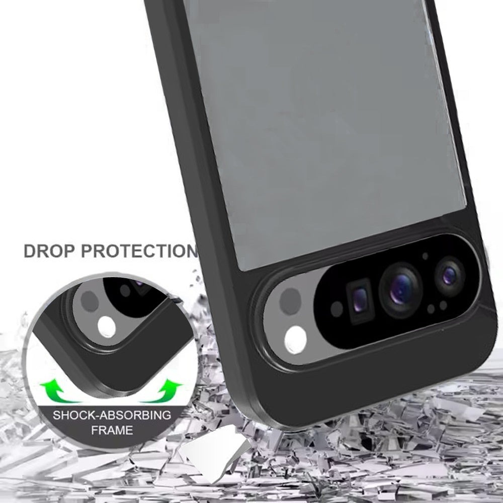 For Google Pixel 10 Pro XL Hybrid Slim Crystal Clear, Shock-Absorption Durable Bumper TPU + Hard PC Back, Transparent Design Case Cover Black