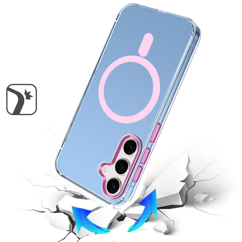 For Samsung Galaxy S25 Ultra Clear Transparent Case Matching Circle Design, Hybrid TPU Hard Shell, Support Magsafe Charger Case Cover