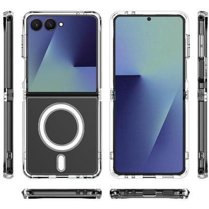 For Samsung Galaxy Z Flip 7 Clear Magnetic Case with Built-in Magnets Compatible with MagSafe Slim Soft TPU Bumper Case Cover Clear